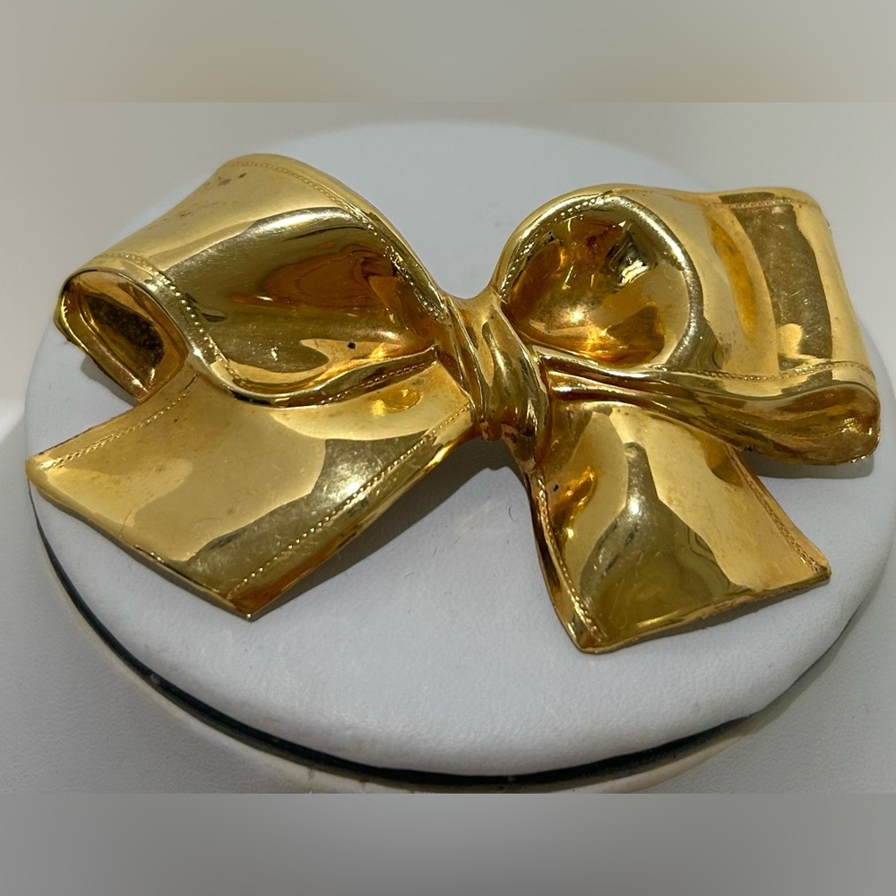 Vintage Western Germany Brooch Pin Gold Tone Ribbon 🎀 Bow